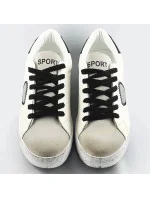 Bílo-černé dámské tenisky trampky z různých spojených materiálů (1088)