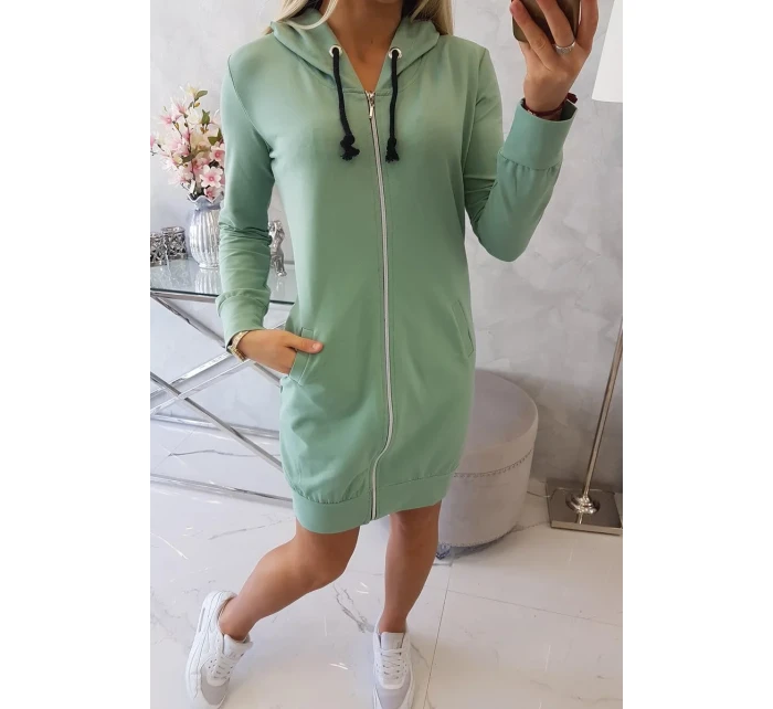 Mikina s kapucí tmavě mátová