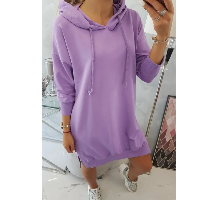 Šaty s kapucí a delšími zády fialové Šaty s kapucí a delšími zády fialové