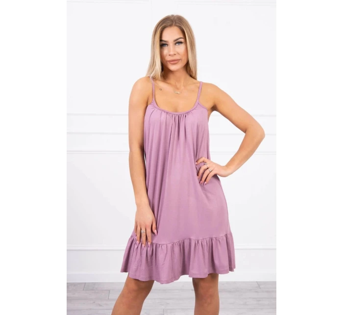 Tenké šaty na ramínka tmavě růžové