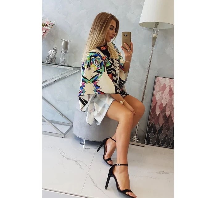 Netopýří šaty s vázáním v pase ecru