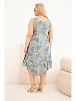 Dámské šaty plus size z viskózy s květinovým vzorem na ramínkách khaki Dámské šaty plus size z viskózy s květinovým vzorem na ramínkách khaki