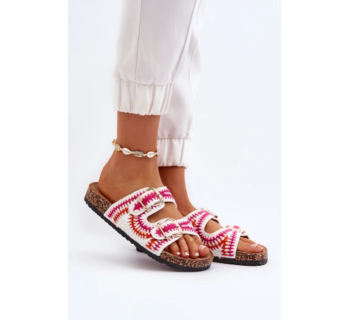 Dámské Bílé Sandály Na Korkové Podrážce model 21649751 - Boto Dámské Bílé Sandály Na Korkové Podrážce model 21649751 - Boto