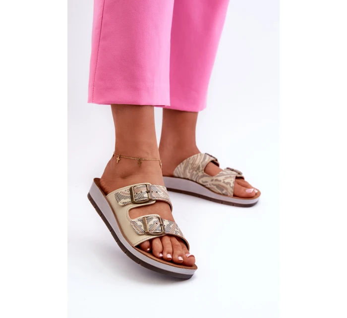 Pohodlné Dámské Žabky S Zlaté model 21664587 - Inblu Pohodlné Dámské Žabky S Zlaté model 21664587 - Inblu