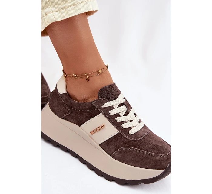 Dámské tenisky na platformě z přírodní semiše čokoládové Rosinae Dámské tenisky na platformě z přírodní semiše čokoládové Rosinae