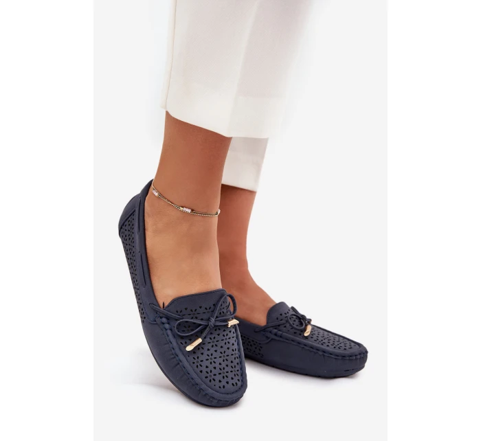 Dámské mokasíny s perforovaným vzorem a šněrováním Mirisa – granátové