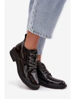 Lakované kožené dámské botky D&A – černé Lakované kožené dámské botky D&A – černé