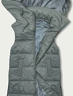 Dámská khaki bunda bez rukávů s kapucí (B8212-11)