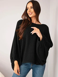 Svetr dámský s přídavkem model 22540762 oversize černý - K-Fashion