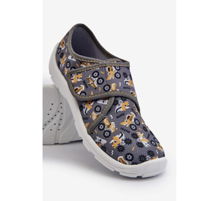 Pohodlné chlapecké pantofle na suchý zip Befado 974Y552 šedé