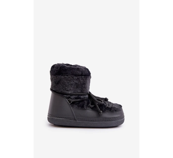 Sněhule S Kožíškem A Šněrováním Černé model 21679608 - Boto