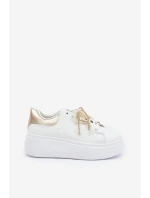 Dámské Tenisky Na Platformě S Ozdobami Bílo-Zlaté Lerissna Dámské Tenisky Na Platformě S Ozdobami Bílo-Zlaté Lerissna