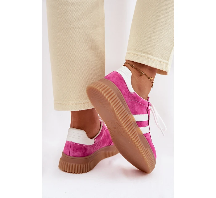 Dámské semišové tenisky na platformě fuchsiové model 22100209 - Boto Dámské semišové tenisky na platformě fuchsiové model 22100209 - Boto