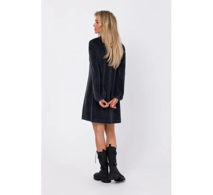 M767 Šaty s výstřihem do V - grafitové M767 Šaty s výstřihem do V - grafitové