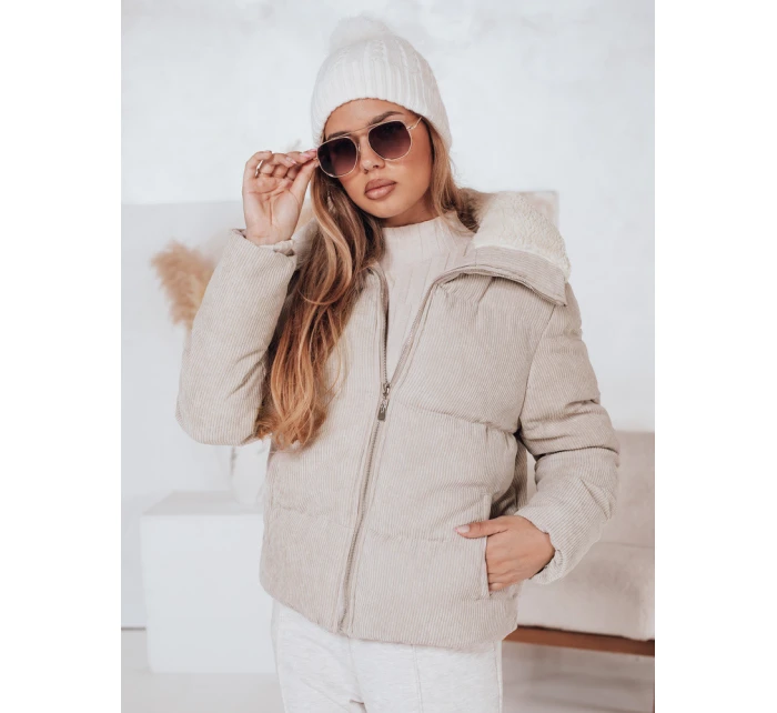 Dámská zimní manšestrová bunda TRENDYGLAM béžová FashionStreet TY4358 Dámská zimní manšestrová bunda TRENDYGLAM béžová FashionStreet TY4358