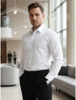 Pánská bílá vzorovaná košile slim fit FashionStreet DX2695 Pánská bílá vzorovaná košile slim fit FashionStreet DX2695