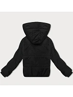 Černá krátká dámská bunda s kapucí model 21066760 - J.STYLE Černá krátká dámská bunda s kapucí model 21066760 - J.STYLE