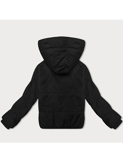 Černá krátká dámská bunda s kapucí model 21066760 - J.STYLE Černá krátká dámská bunda s kapucí model 21066760 - J.STYLE