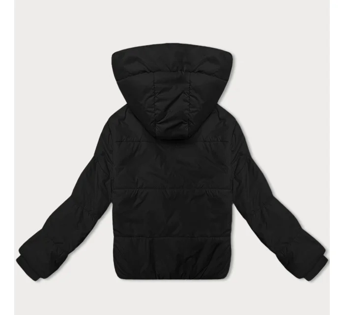 Černá krátká dámská bunda s kapucí J Style (16M9237-392)
