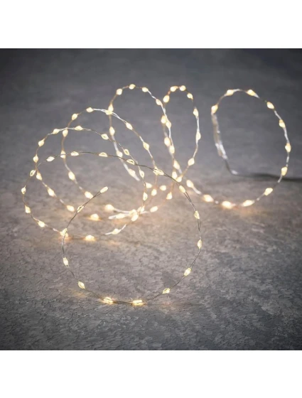 BATERIÍ OVLÁDANÉ DRÁTĚNÉ SVĚTLA GIRLANDA 90 VEDL BÍLÝ BLESK LUCA