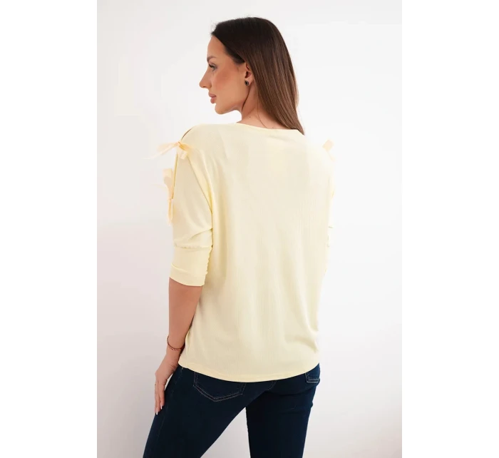 Dámská viskózová blůza se ozdobnými model 21961384 žlutá - K-Fashion