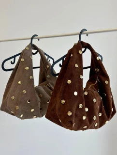 Kožená semišová kabelka s ozdobou hnědá model 21721806 - Boto