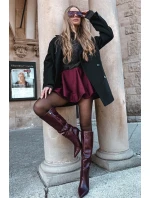 Dámské kozačky na jehlovém podpatku s páskem bordó model 21744541 - Boto