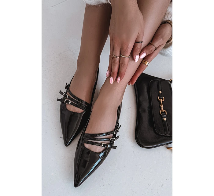 Lakované baleríny s pruhy Černé Palenna