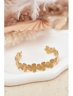 Dámský náramek ze nerezové oceli s květinami zlatá