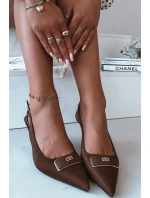 Dámské sandály na podpatku s ozdobným detailem Čokoládové model 21937509 - Boto