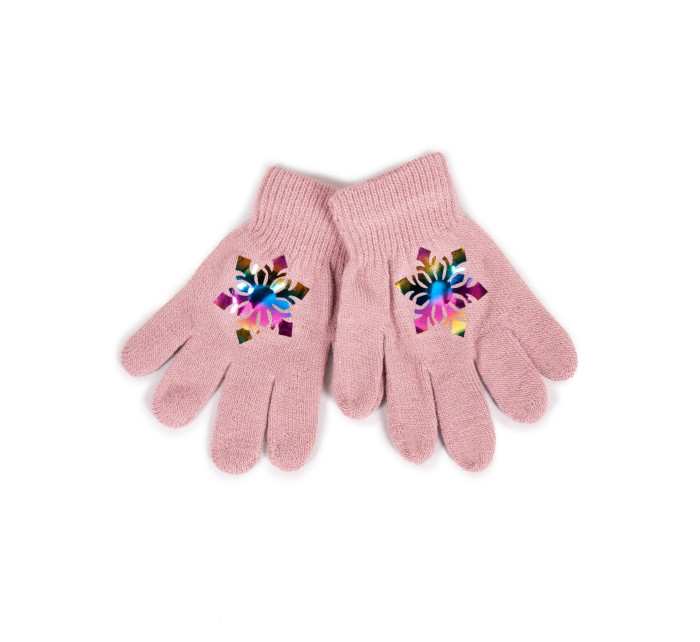 Dívčí pětiprsté rukavice Yoclub s hologramem RED-0068G-AA50-001 Pink