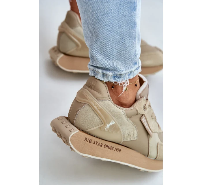 Kožené Dámské Tenisky Big Star Hi-Poly System Béžové Kožené Dámské Tenisky Big Star Hi-Poly System Béžové