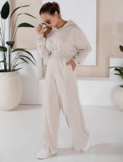 Dámský komplet širokých kalhot a mikiny MINALIA beige FashionStreet AY0917