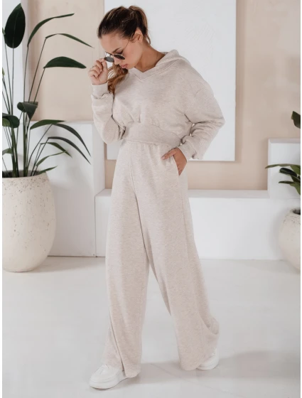 Dámský komplet širokých kalhot a mikiny MINALIA beige FashionStreet AY0917