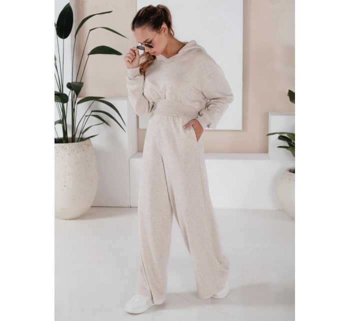 Dámský komplet širokých kalhot a mikiny MINALIA beige FashionStreet AY0917
