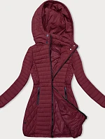 Dámská přechodná bunda s kapucí tmavě červená (2M-017)