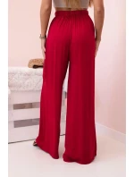 Široké dámské kalhoty s elastickým pasem Burgundsko