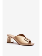 Elegantní dámské sandály na podpatku model 21647439 zlaté - Laura Messi