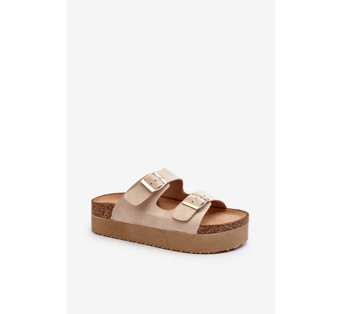 Dámské žabky na platformě s přezkami béžové model 21651009 - Boto