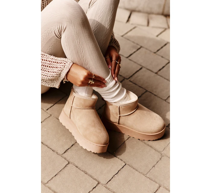 Dámské Sněhule Na Platformě Zateplené Kožíškem Béžové Xamella Dámské Sněhule Na Platformě Zateplené Kožíškem Béžové Xamella