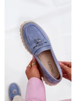 Dámské semišové mokasíny s přívěskem  Modré model 21686711 - VINCEZA