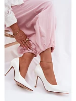 Klasické lakované lodičky z imitace kůže bílé Odira