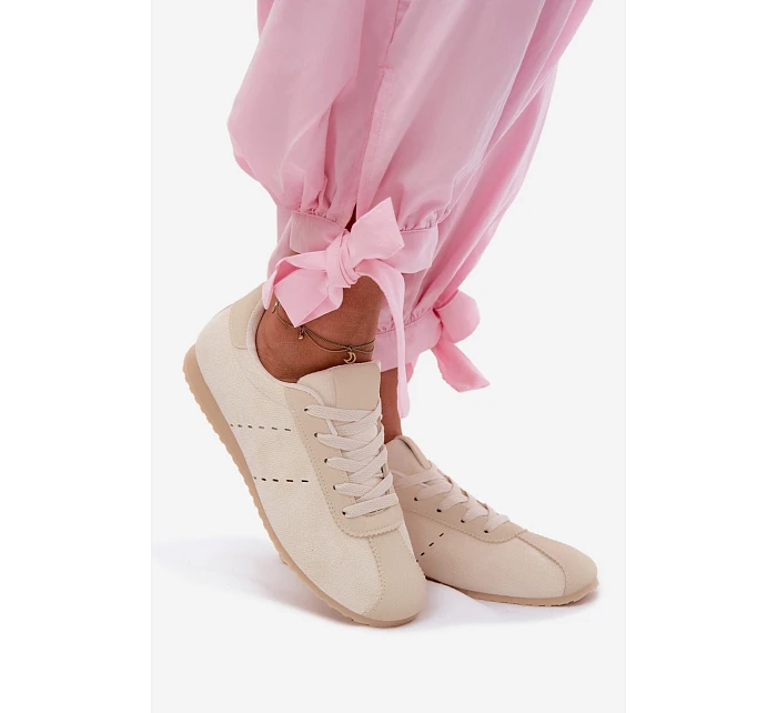 Dámské tenisky z eko semiše nízké světle béžové Melvelin