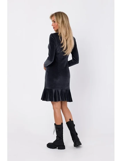 model 18863652 Šaty s nařaseným spodním lemem grafitové - Moe model 18863652 Šaty s nařaseným spodním lemem grafitové - Moe