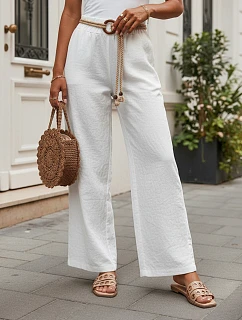 Dámské kalhoty s širokými nohavicemi, bílé, FashionStreet UY3070