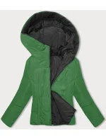 Černo-zelená oboustranná krátká bunda s kapucí (B8181-1082) Černo-zelená oboustranná krátká bunda s kapucí (B8181-1082)