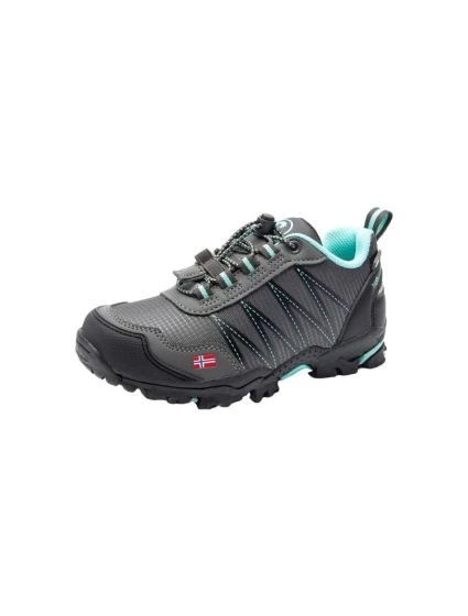 Trollkids Kids Trolltunga Hiker Low anthracite/mint nepromokavé turistické boty pro chlapce/dívky (155-609)
