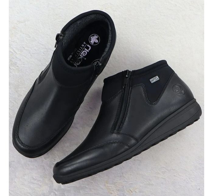 Dámské kožené nepromokavé pohodlné boty černé model 21905394 - Rieker