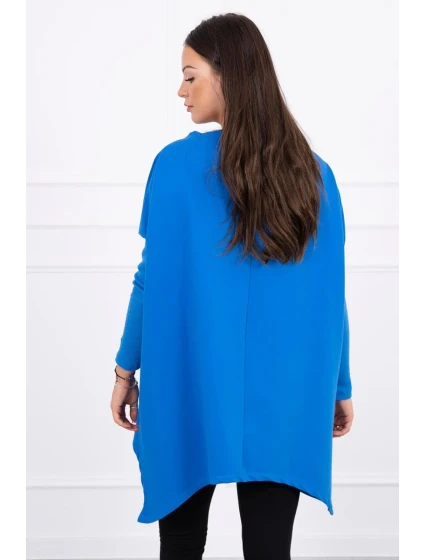 Oversize halenka s asymetrickými boky chrpově modrá Oversize halenka s asymetrickými boky chrpově modrá