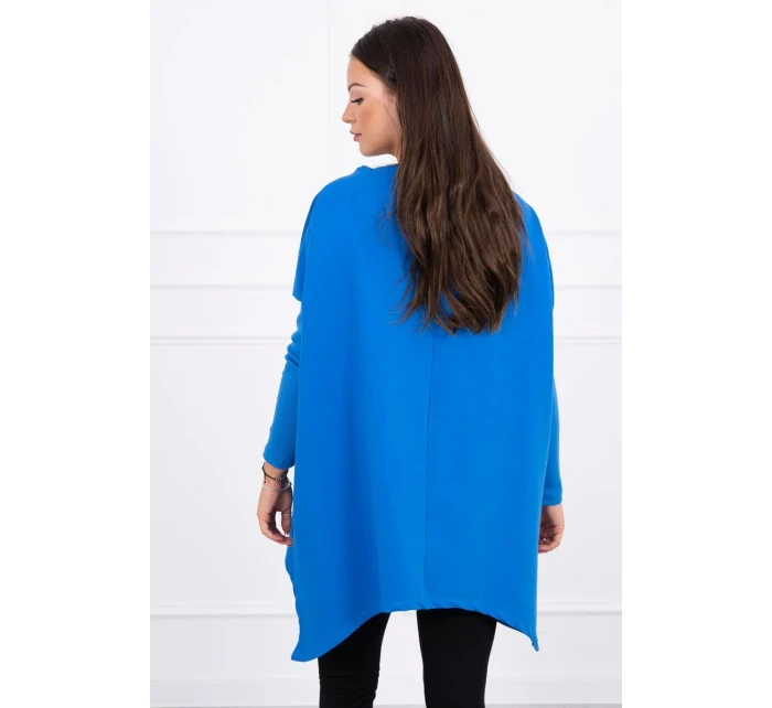 Oversize halenka s asymetrickými boky chrpově modrá Oversize halenka s asymetrickými boky chrpově modrá